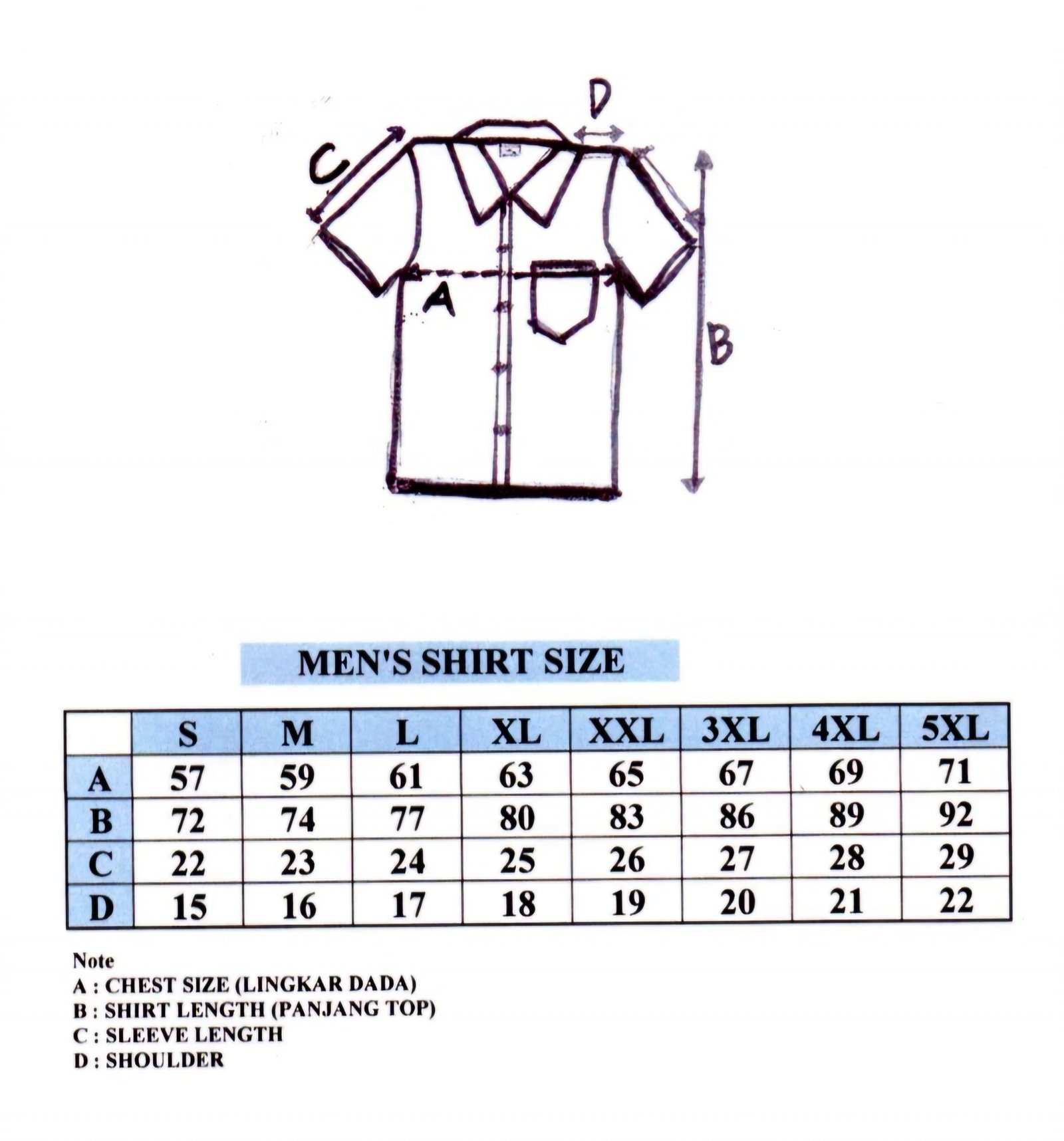 Size Chart Men